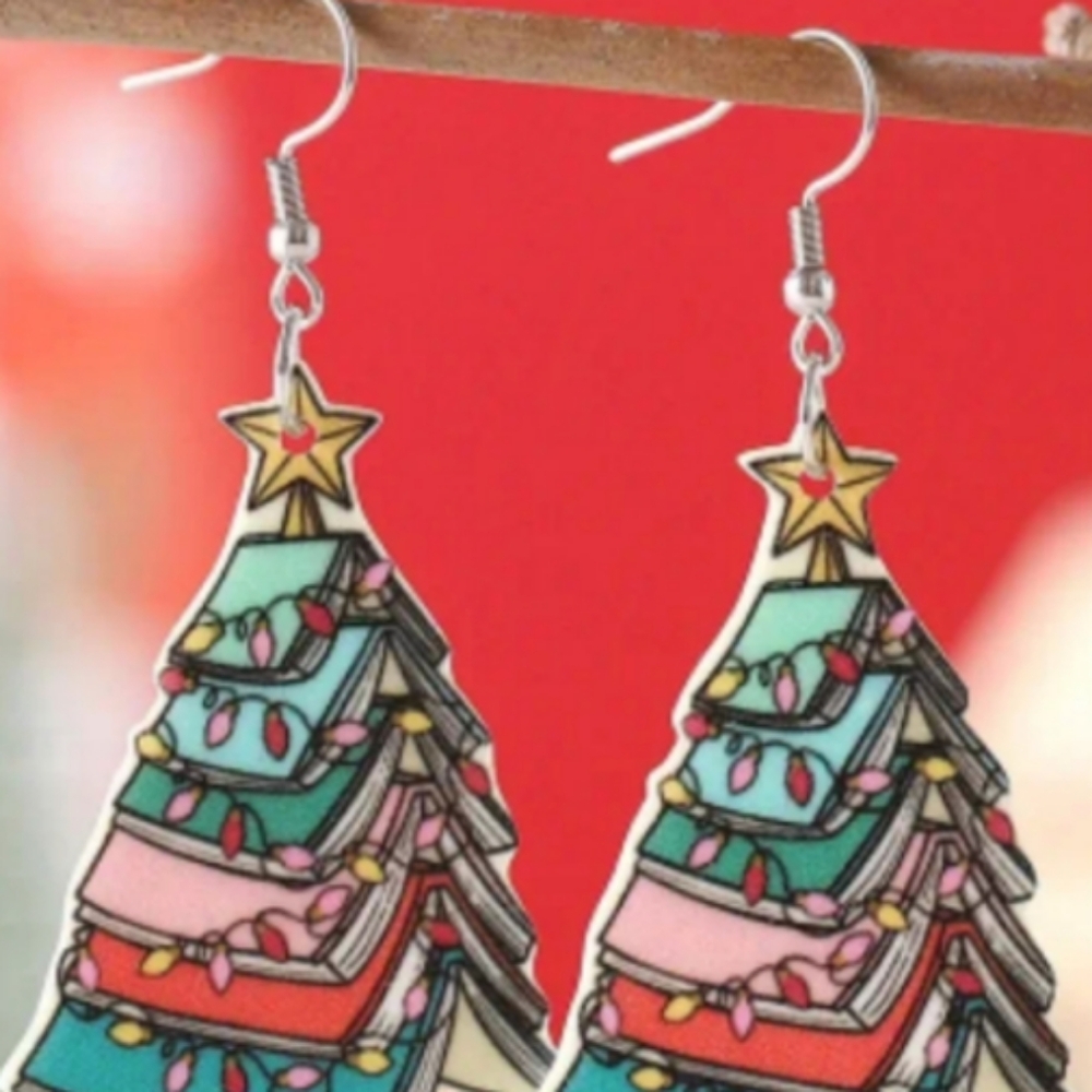 Book tree earrings